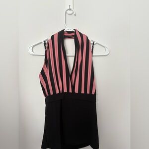 Pink and black striped top